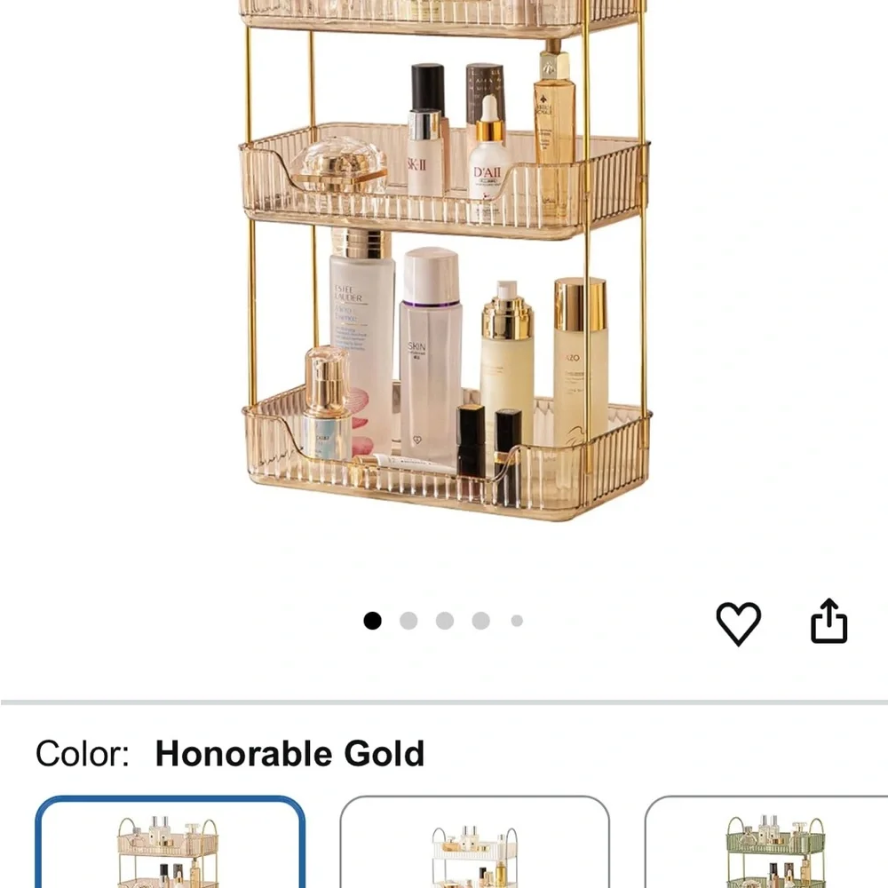 Gold Metal Bathroom Organizer Shelf